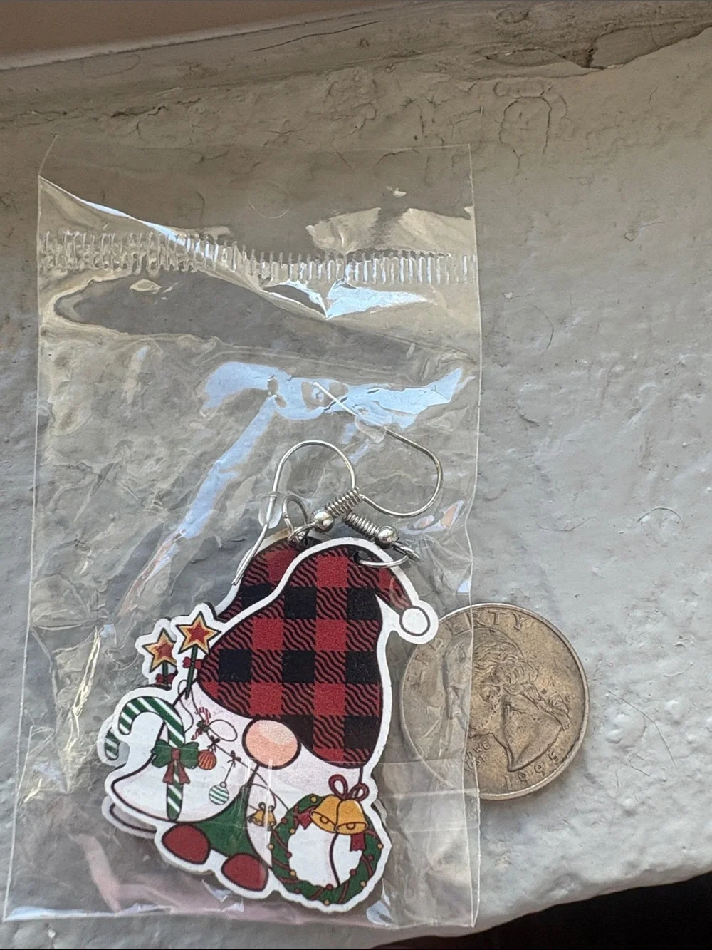 Christmas Gnome Plaid Earrings - Red/Black Holiday Accessories